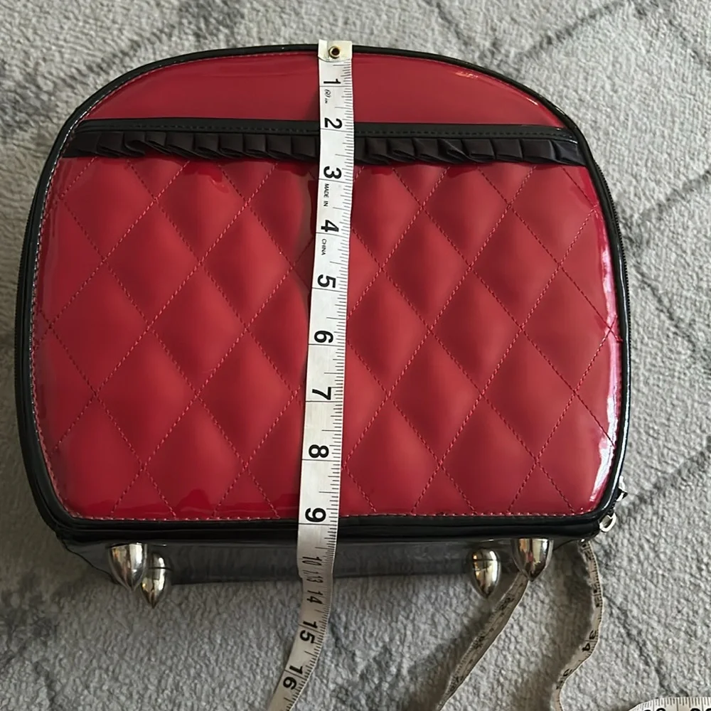 Lux de Ville Red&Black Patten Leather Retro Train Case